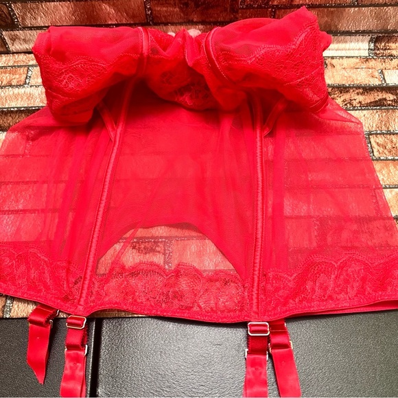 Victorias Secret Red Lace Corset 36B - Picture 6 of 7